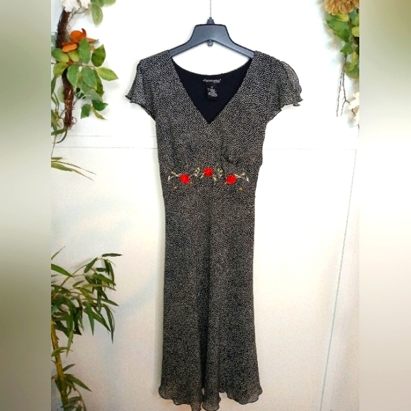 Johnathan Martin Dresses & Skirts - Vintage :: 90s Rose Johnathan Martin Women Polka Dot Embroidered Dress Size 16